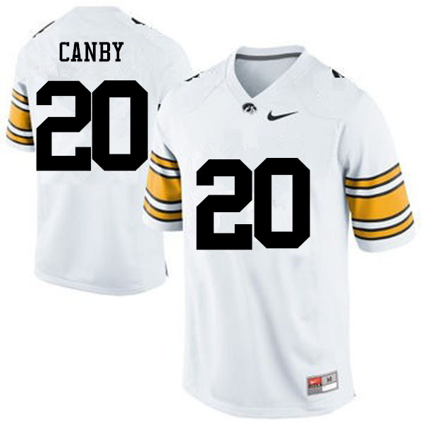Men Iowa Hawkeyes #20 Ben Canby College Football Jerseys-White